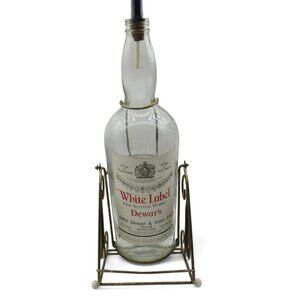 DEWARS White Label Scotch Whisky & Pour Spout Metal Stand 21.5" Vintage